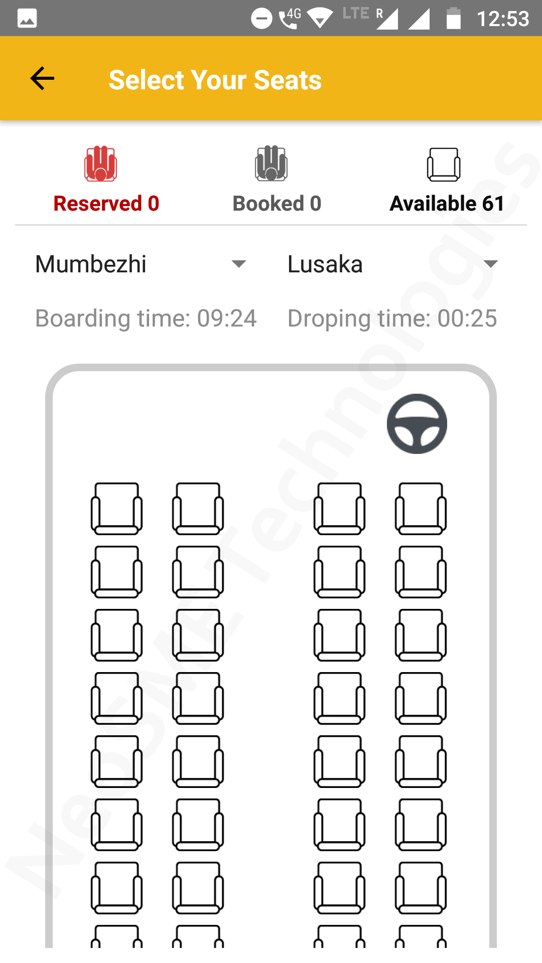 Different layouts of seats